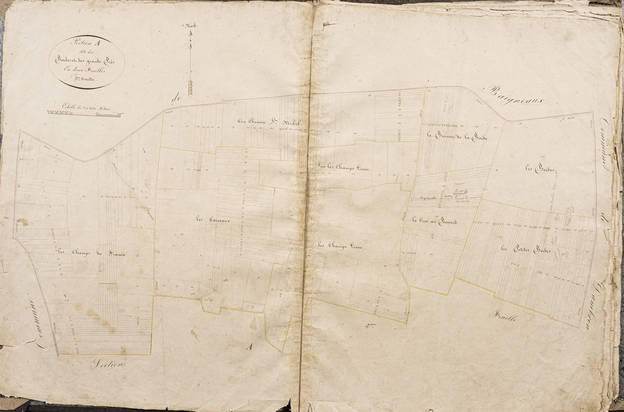Section A, les Bordes et les Grands Prés, feuille 1.