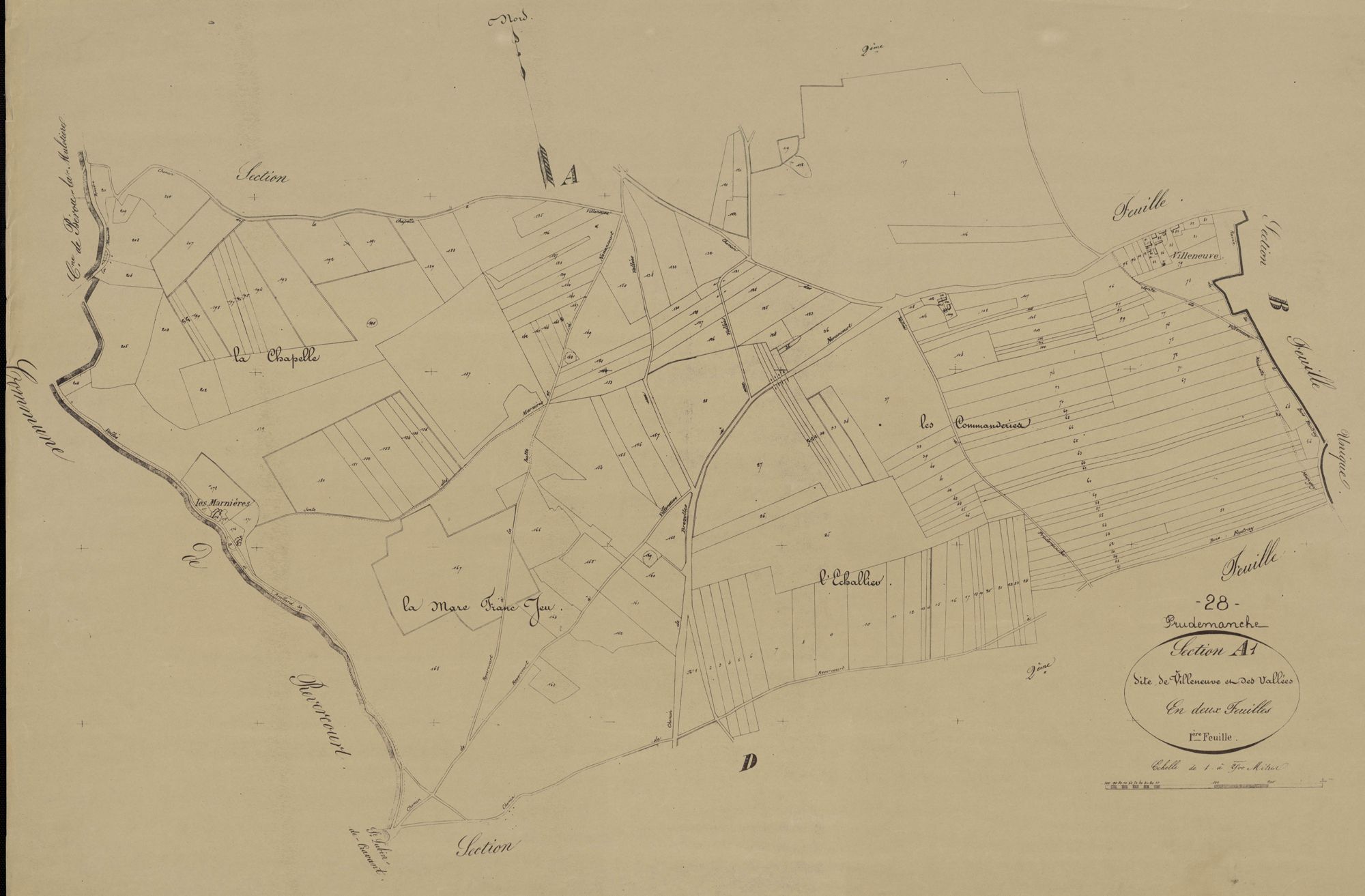 Section A, Villeneuve et les Vallées, feuille 1.