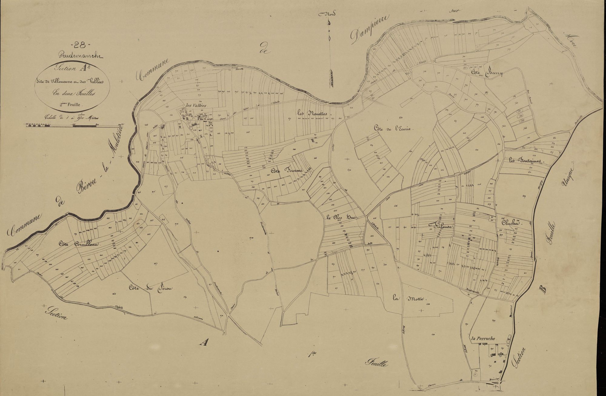 Section A, Villeneuve et les Vallées, feuille 2.