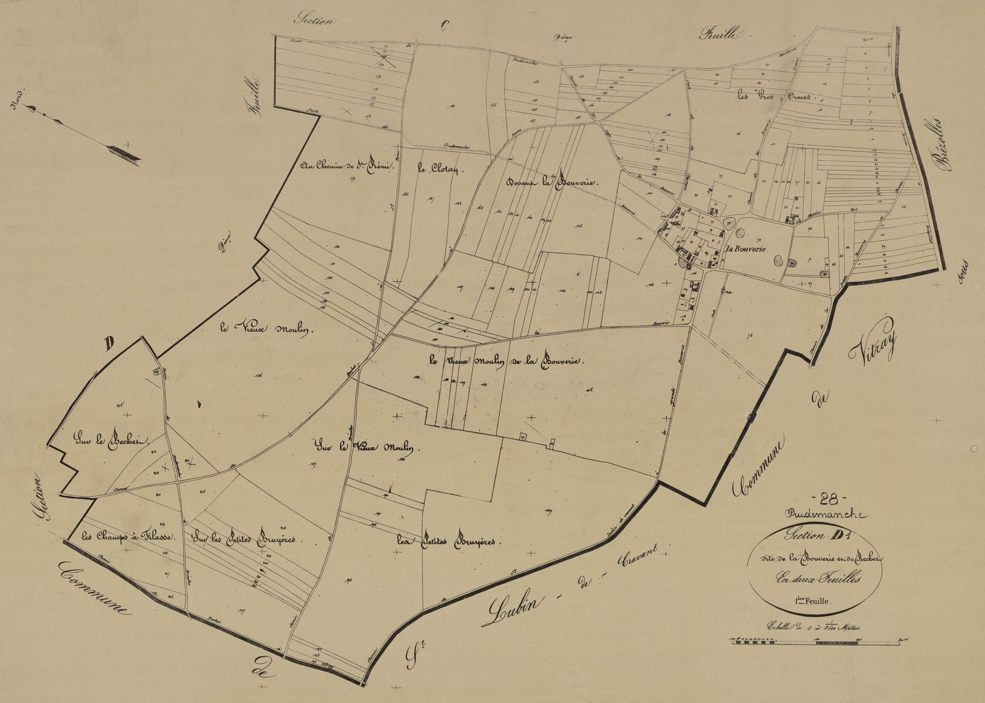 Section D, la Bouverie et le Béchet, feuille 1.