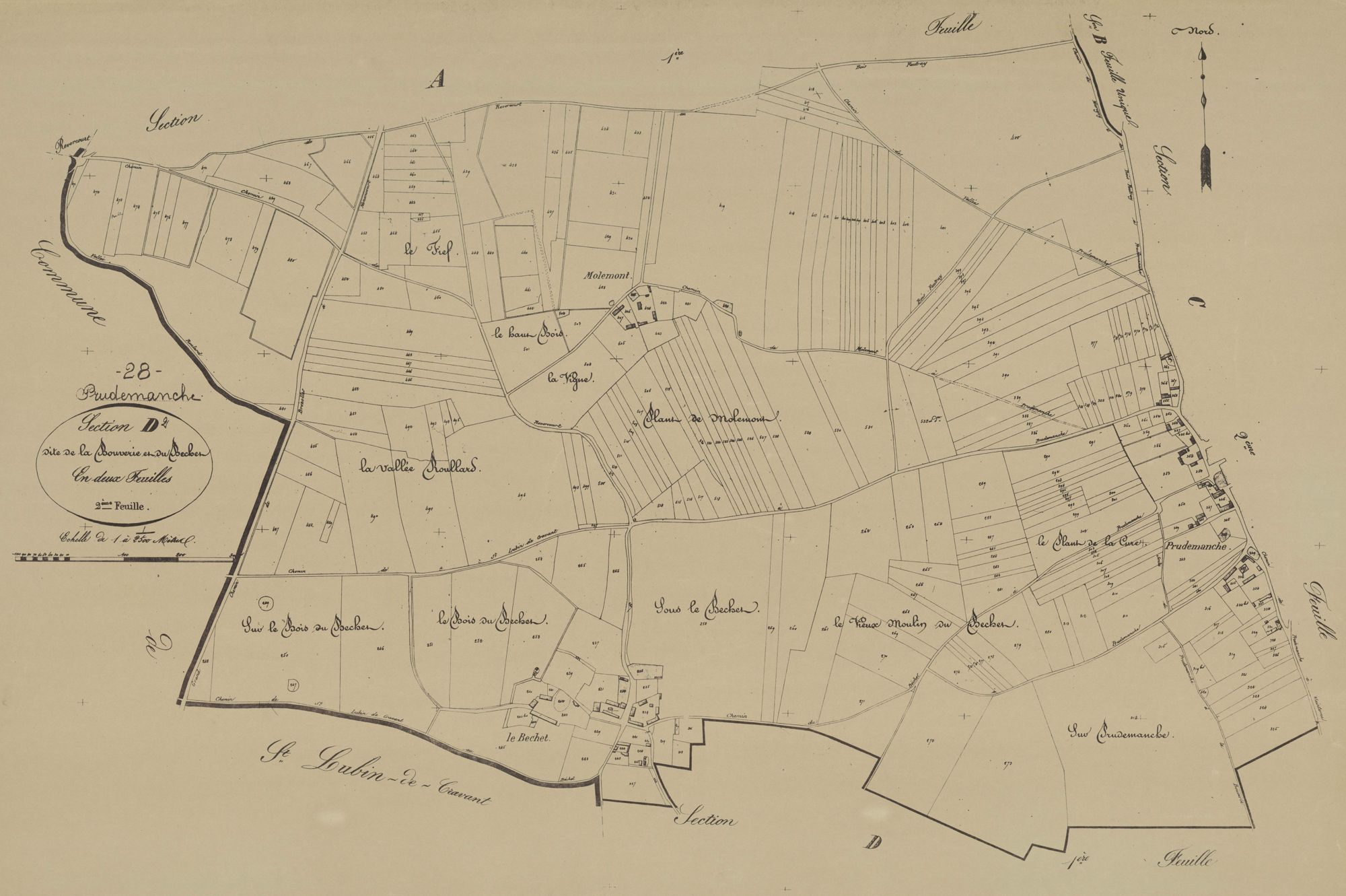 Section D, la Bouverie et le Béchet, feuille 2.