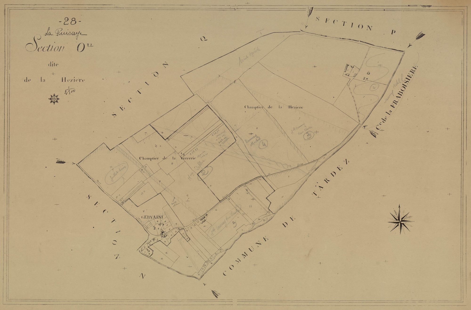 Section O, la Hézière, en une feuille.