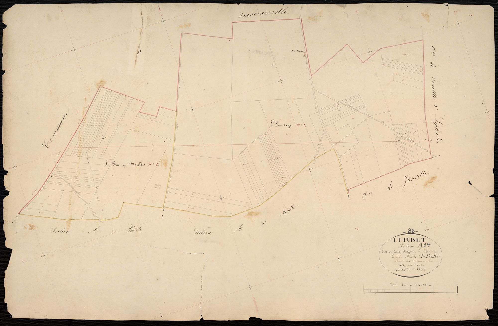 Section A, les Longs Réages et l'Ermitage, feuille 1.