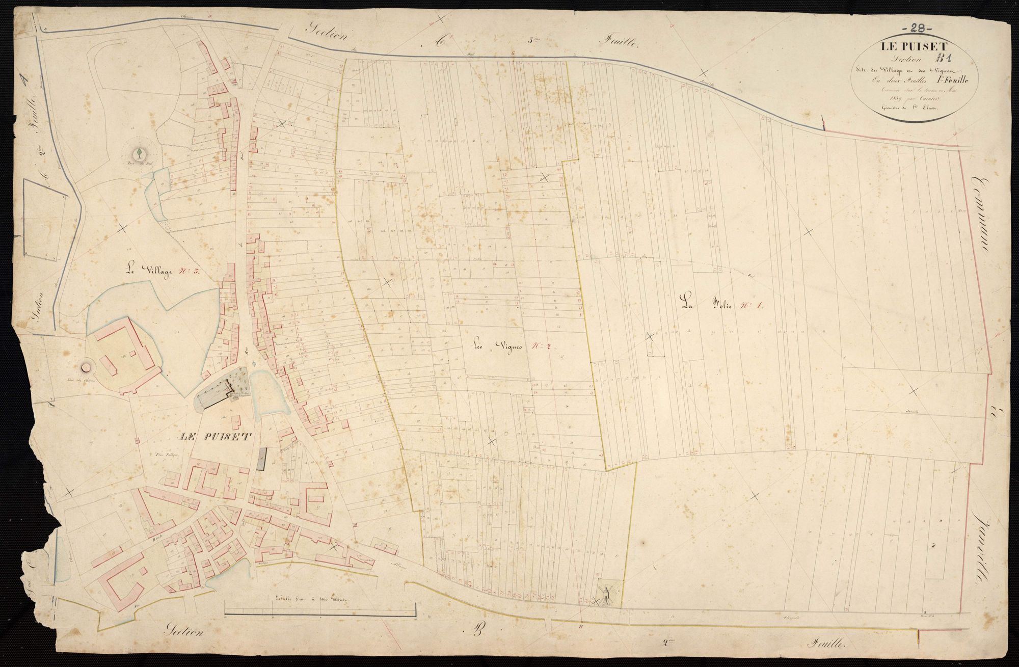 Section B, le Village et les Vignes, feuille 1.