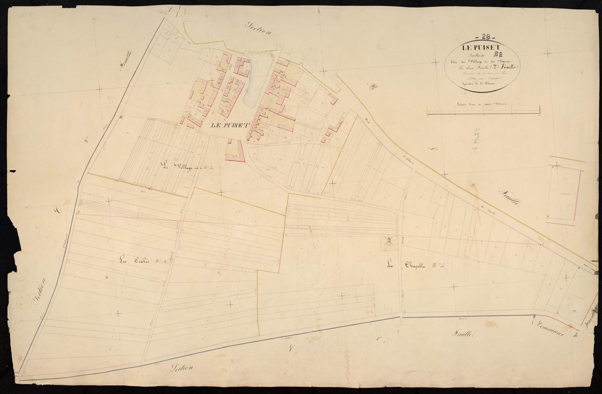 Section B, le Village et les Vignes, feuille 2.
