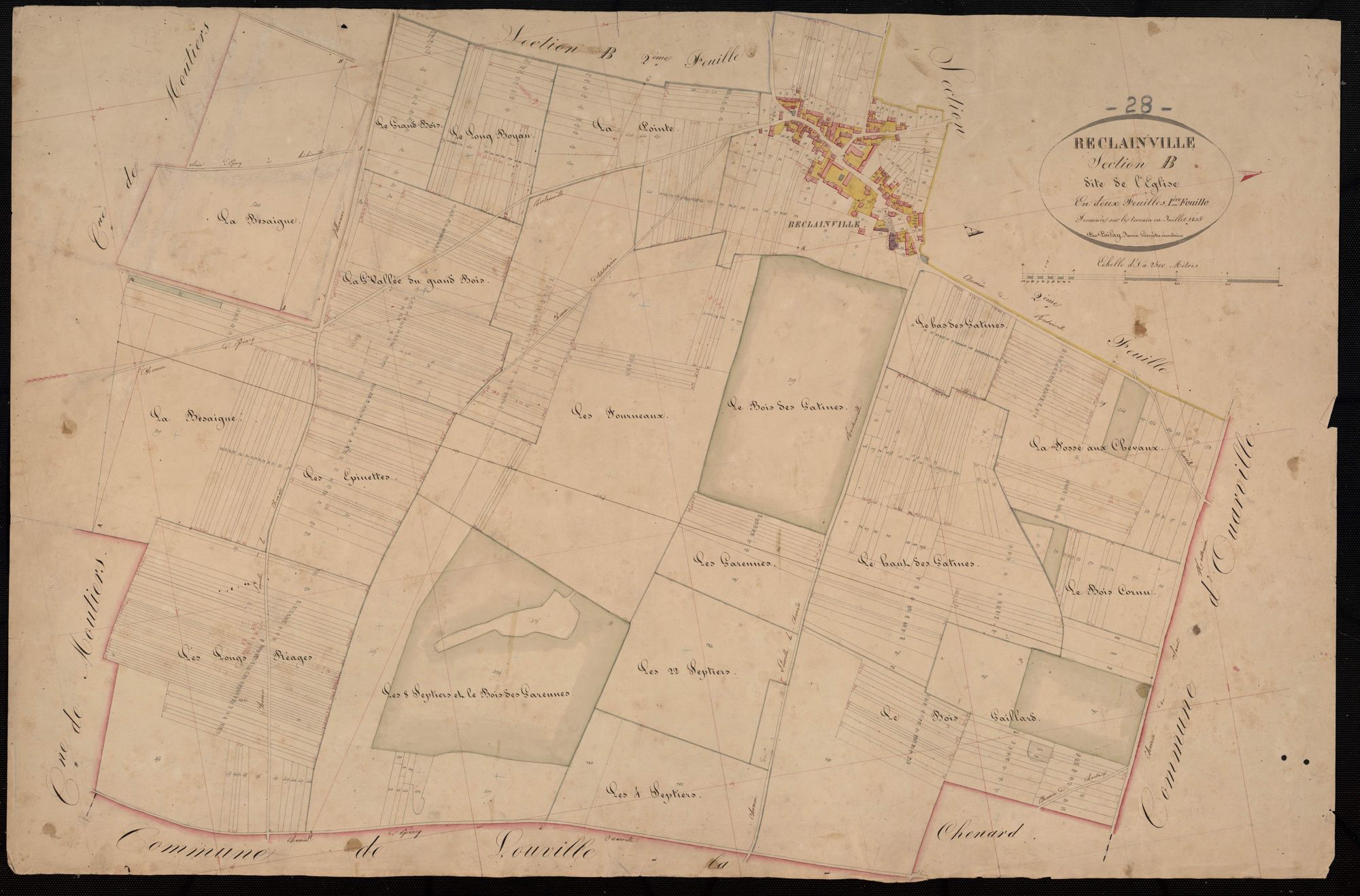 Section B, l'Eglise, feuille 1 / Terminée par Monsieur Poislay, Géomètre secondaire.