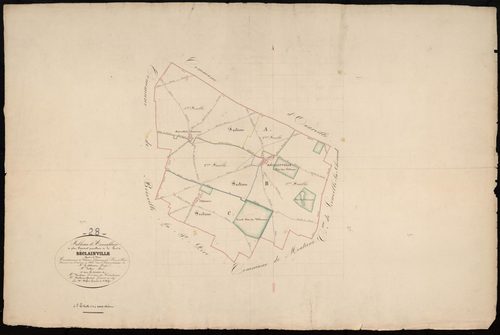 Tableau d'assemblage du plan cadastral parcellaire de la commune de Réclainville, Canton de Voves, Arrondissement de Chartres / Terminé sur le terrain en 1835 (...) par Monsieur Dufour, Géomètre de 1ère classe.