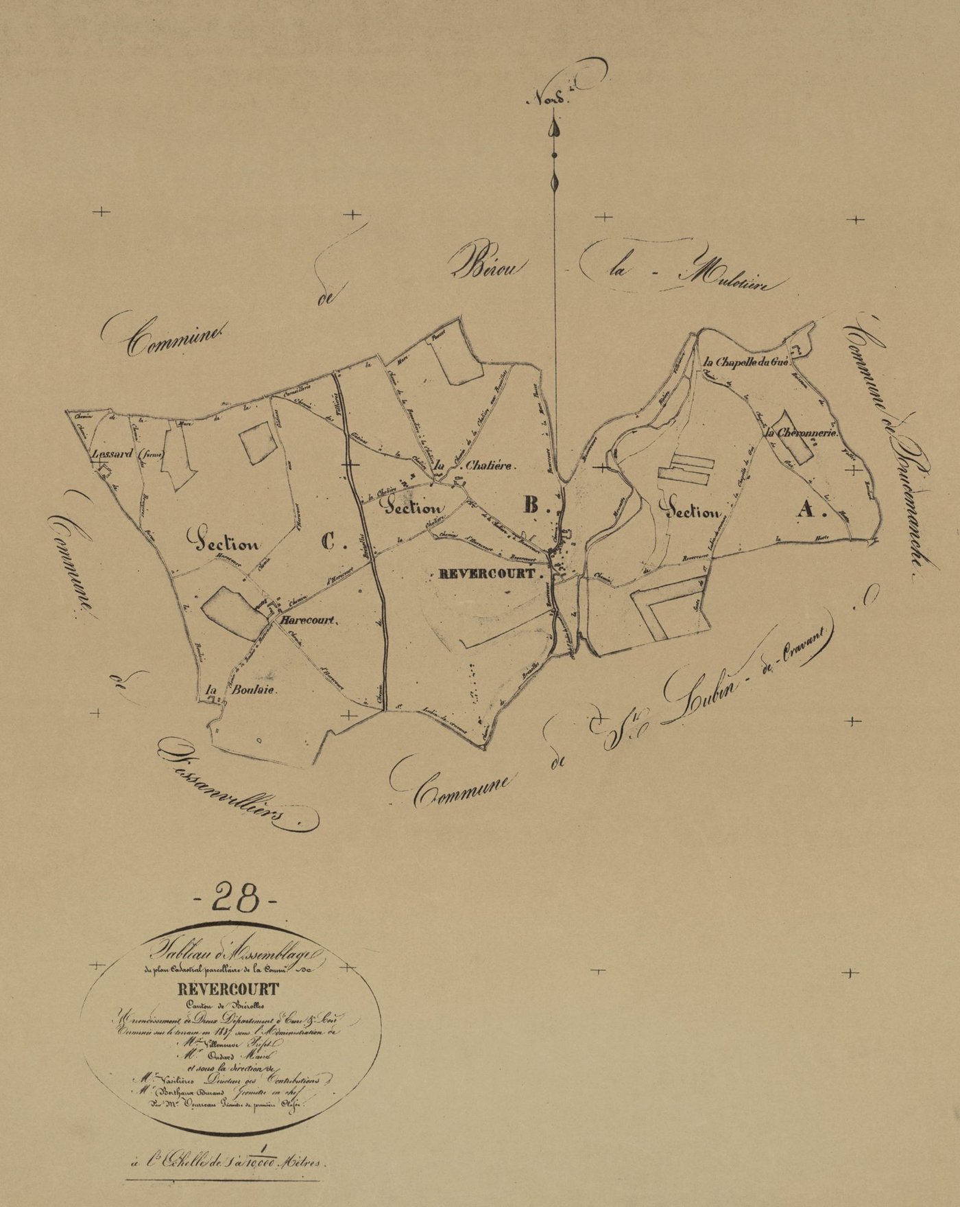 Tableau d'assemblage du plan parcellaire.