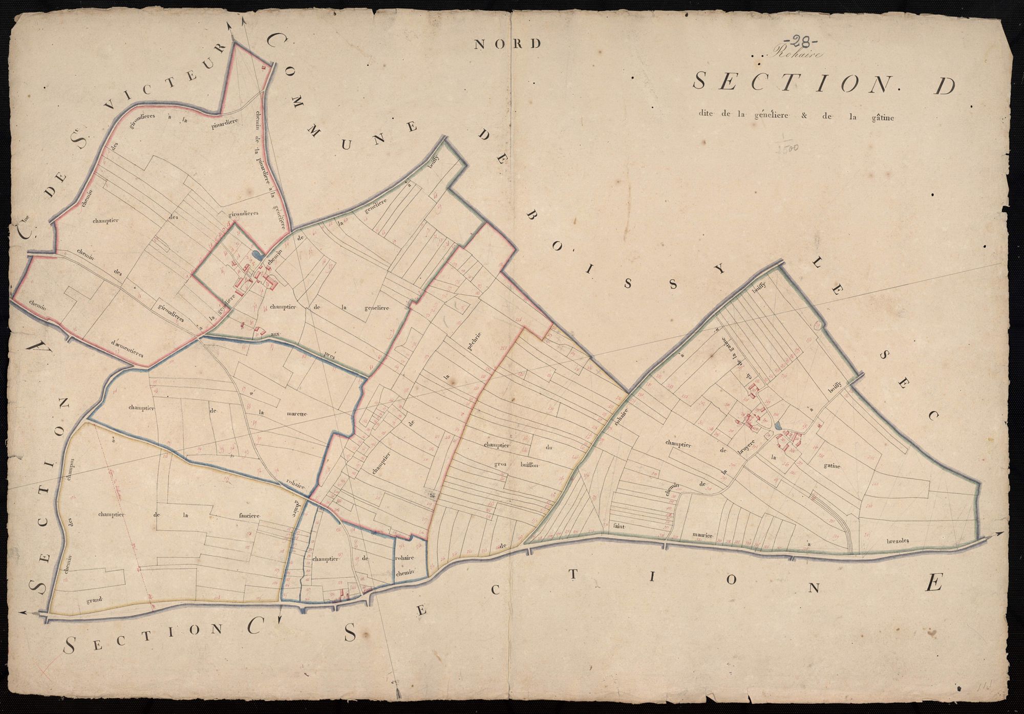 Section D, la Génélière et la Gâtine, en une feuille.