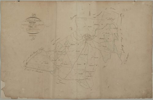 Tableau d'assemblage du plan cadastral parcellaire de la commune de Rouvres, Canton d'Anet, Arrondissement de Dreux / Terminé sur le terrain en 1833 (...) par Monsieur Tarnier, Géomètre de 1ère classe.