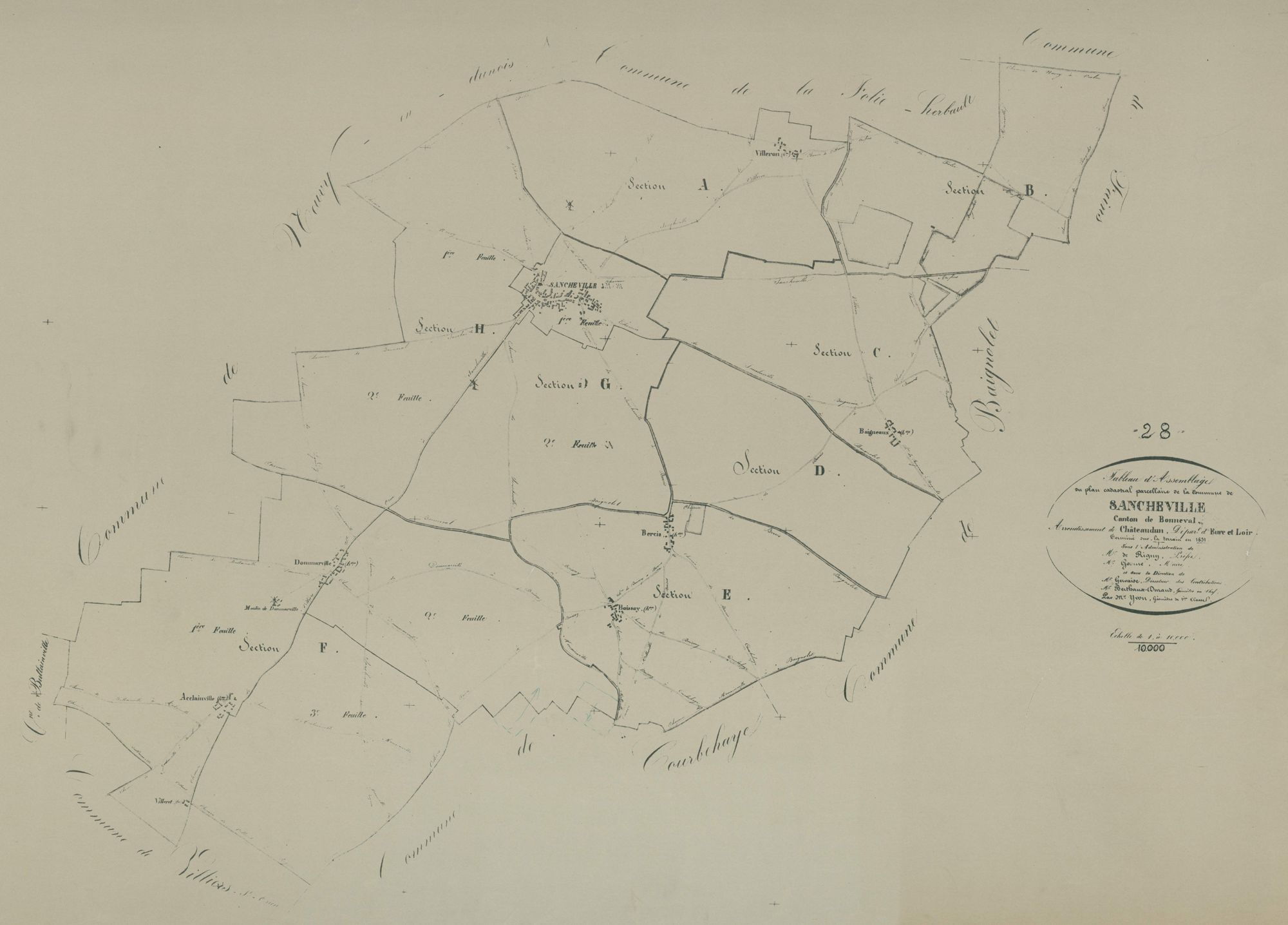 Tableau d'assemblage du plan parcellaire.