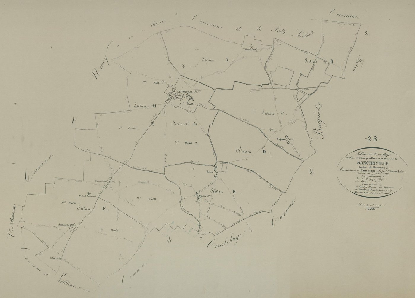Tableau d'assemblage du plan parcellaire.