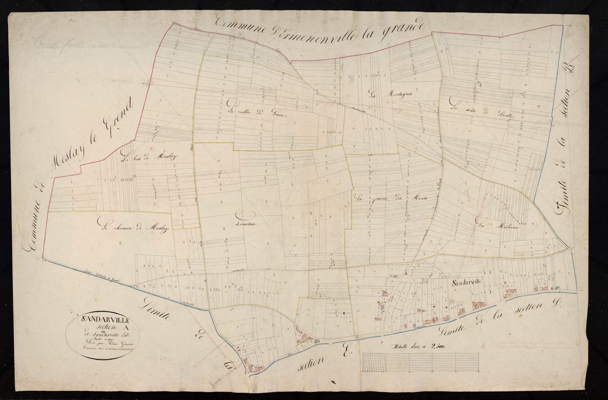 Section A, Sandarville-Est, en une feuille / Terminée sur le terrain par Monsieur Adam, Géomètre.