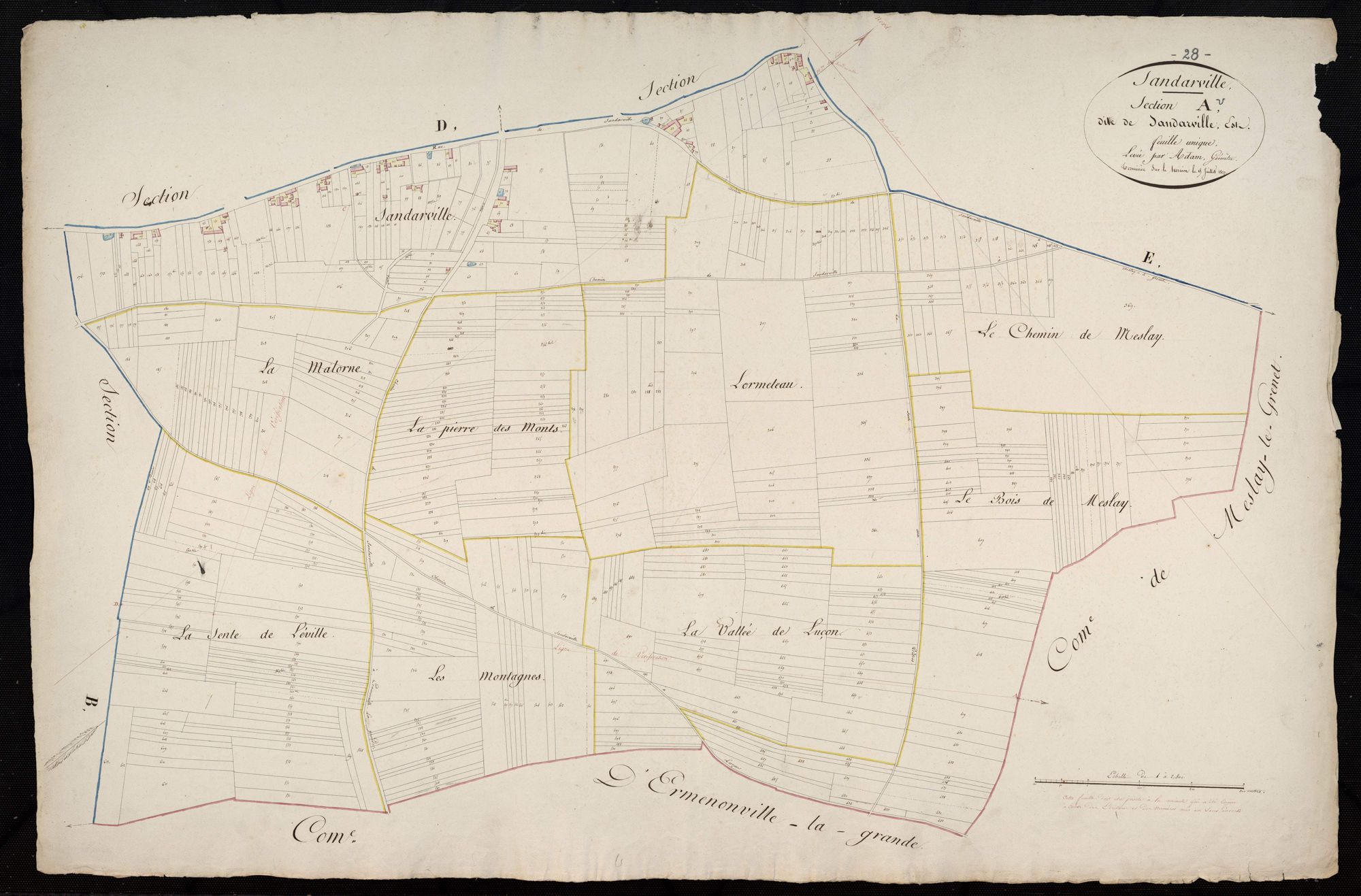 Section A, Sandarville-Est, en une feuille / Terminée sur le terrain par Monsieur Adam, Géomètre.