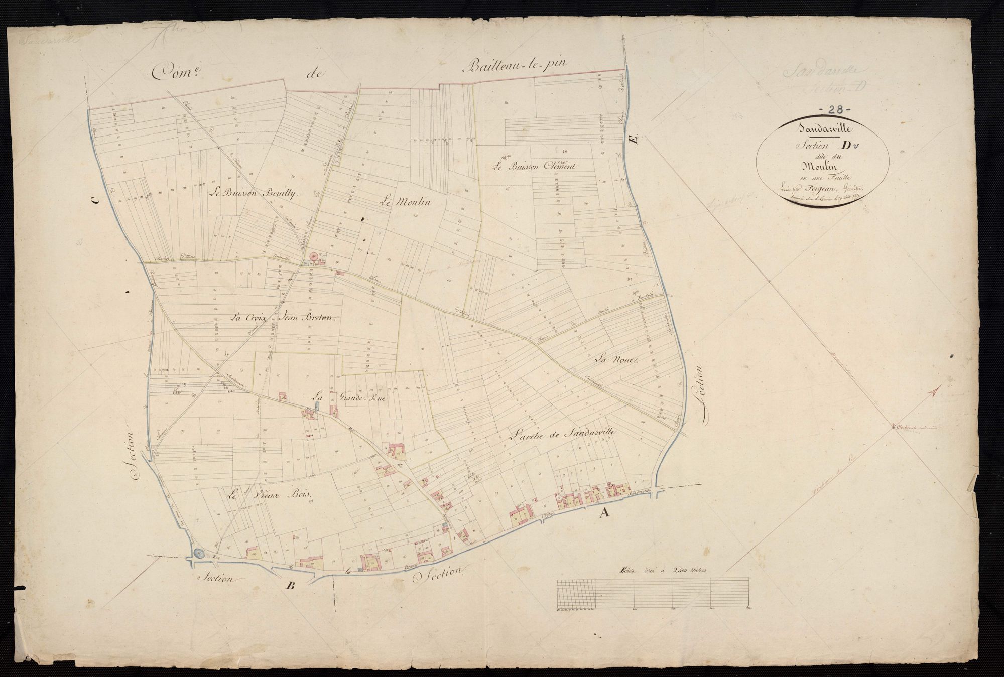 Section D, le Moulin, en une feuille / Terminée par Monsieur Forgean, Géomètre.