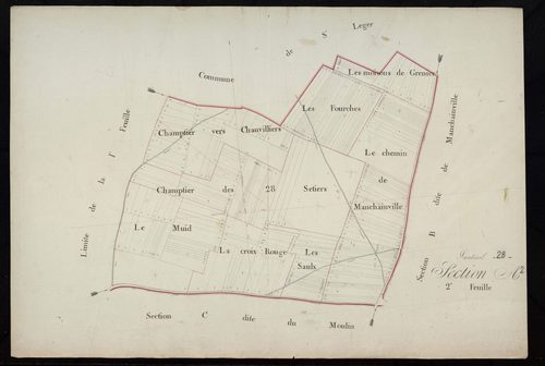 Section A, l'Eglise, feuille 2 / Terminée sur le terrain par Monsieur Lefevre, Géomètre secondaire.