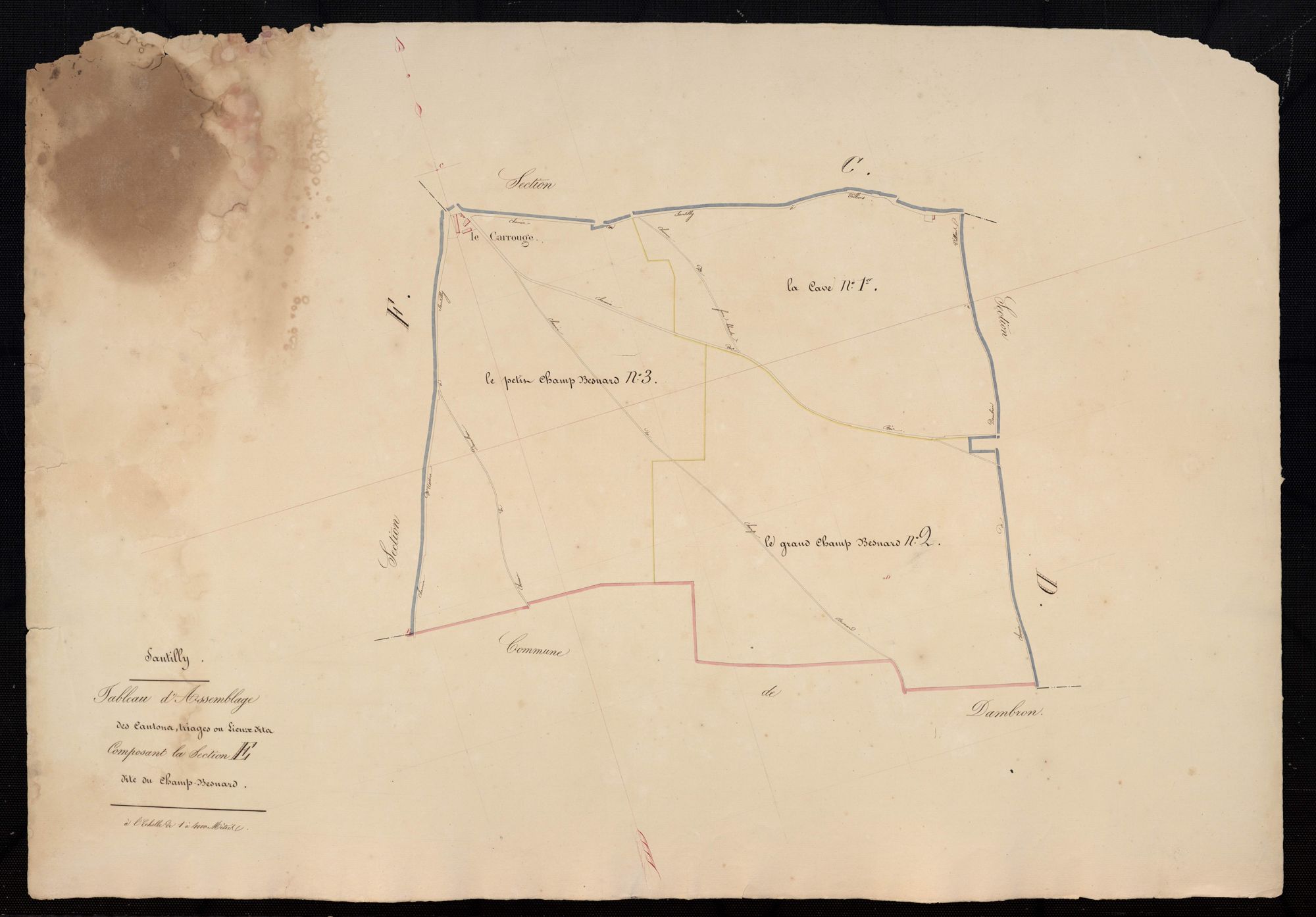 Tableau d'assemblage des cantons, triages ou lieux-dits composant la section E, le Champ-Besnard.