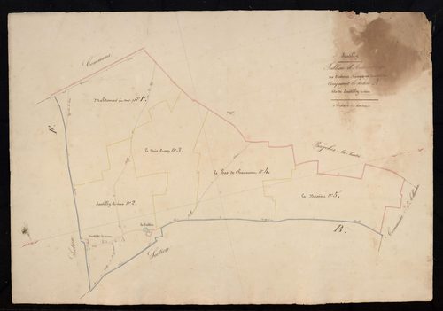 Tableau d'assemblage des cantons, triages ou lieux-dits composant la section A, Santilly-le-Vieux.