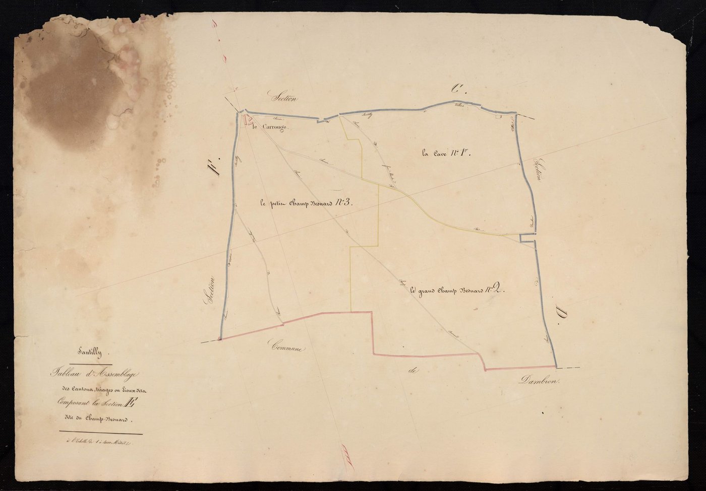 Tableau d'assemblage des cantons, triages ou lieux-dits composant la section E, le Champ-Besnard.