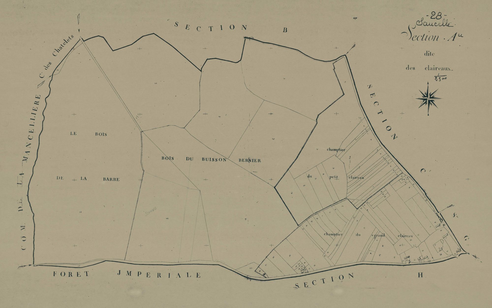 Section A, les Claireaux, en une feuille.