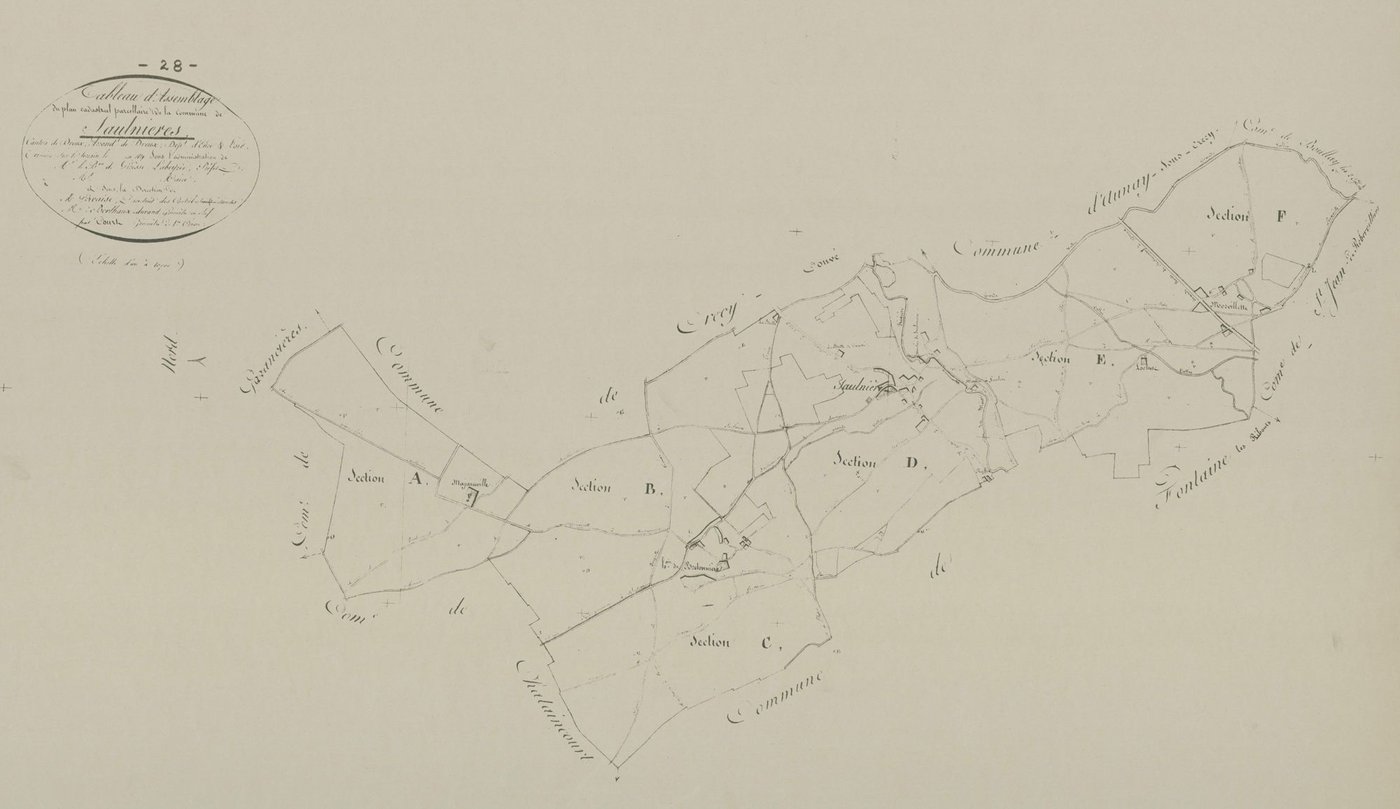 Tableau d'assemblage du plan parcellaire.
