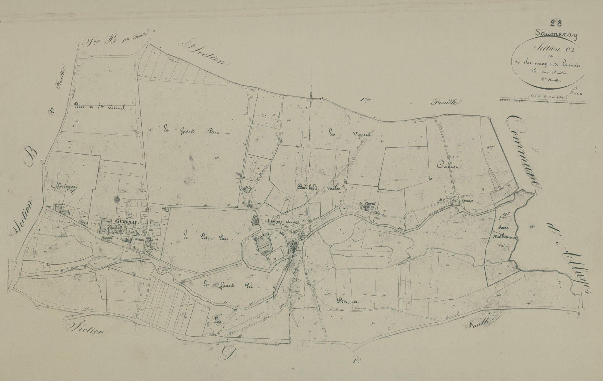 Section C, Saumeray et Launaie, feuille 2.