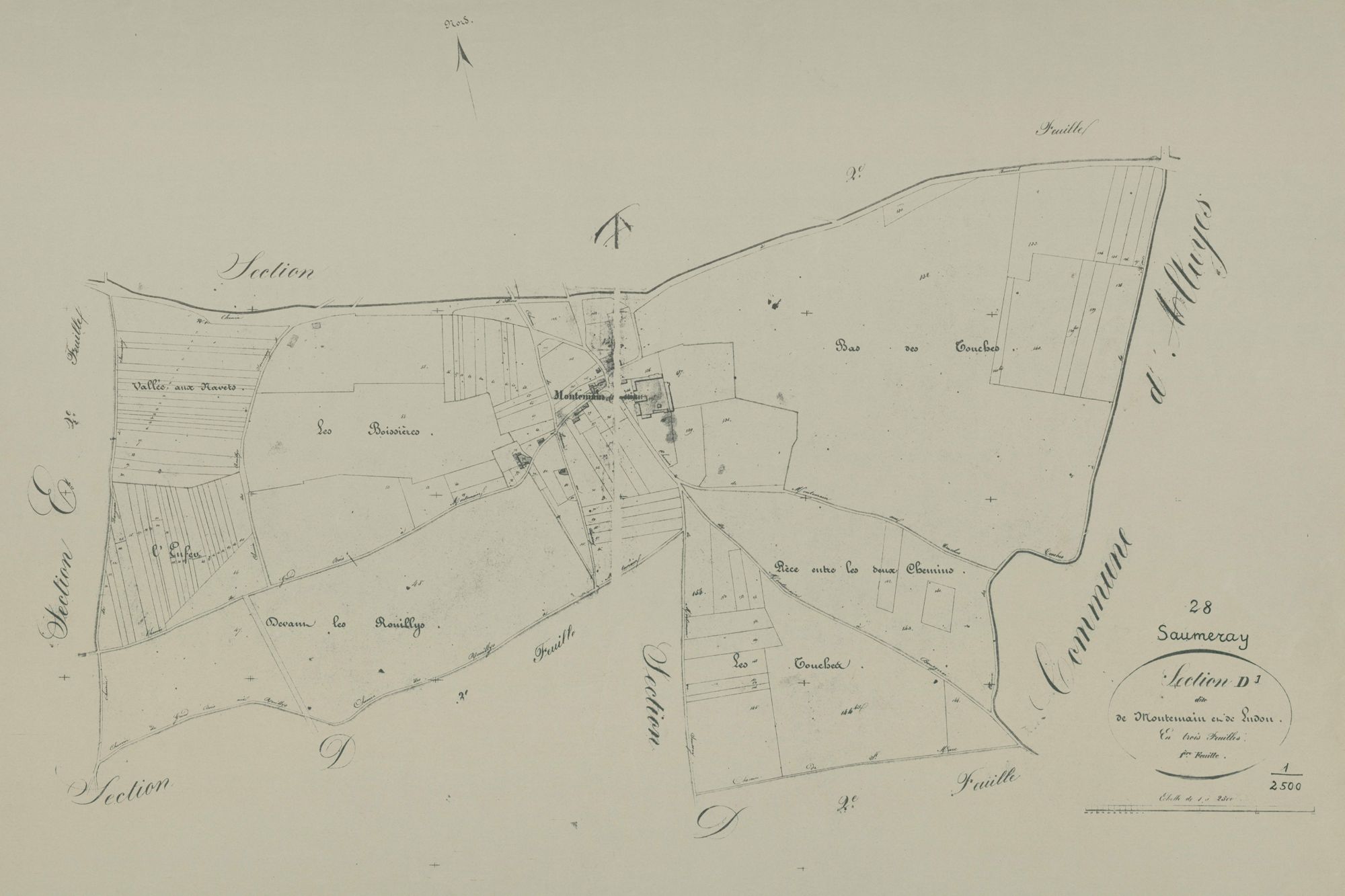 Section D, Montemain et Ludon, feuille 1.