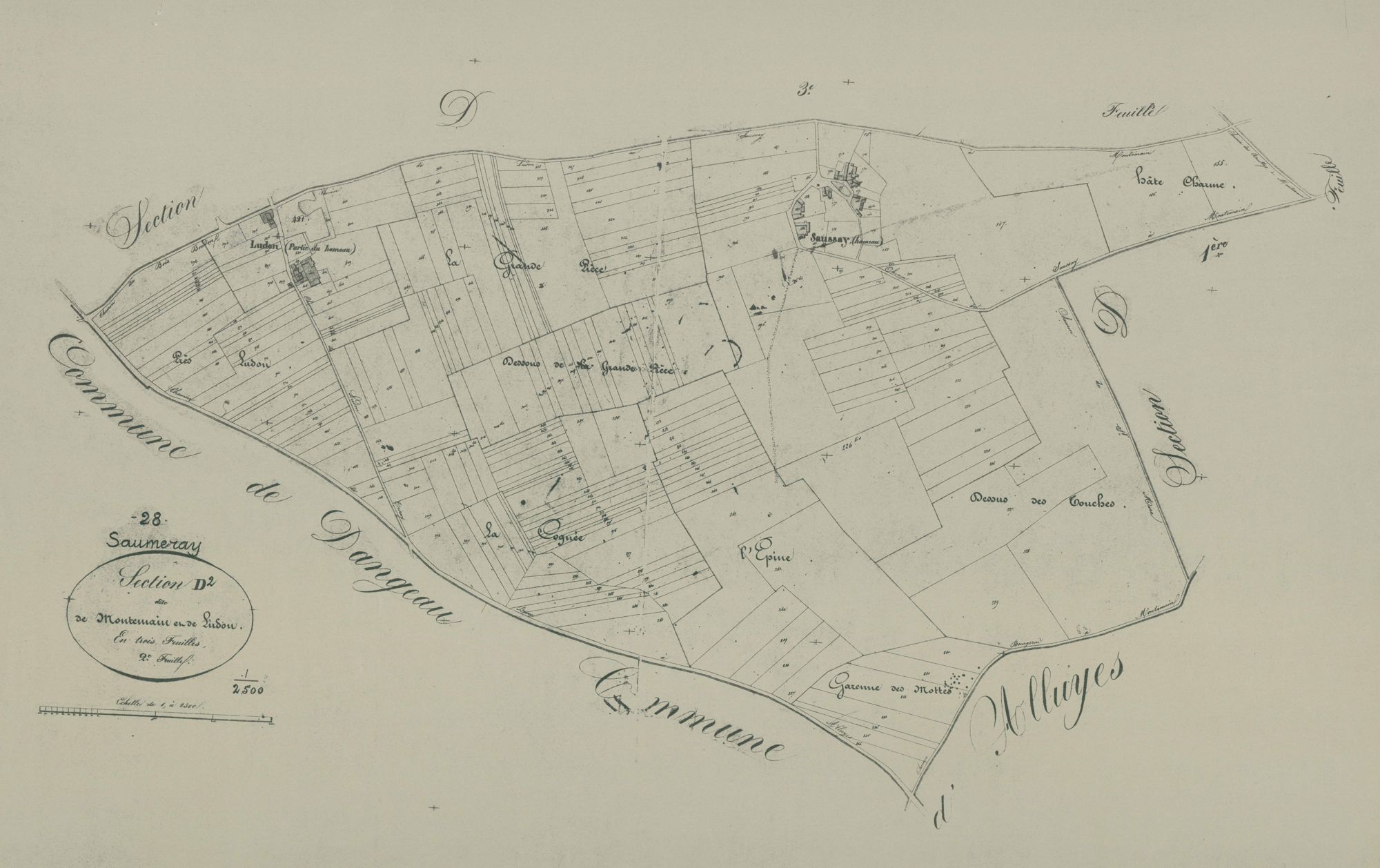 Section D, Montemain et Ludon, feuille 2.