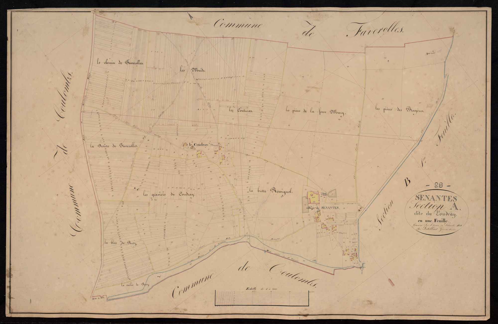 Section A, le Coudray, en une feuille / Terminée sur le terrain par Monsieur Letellier, Géomètre secondaire.