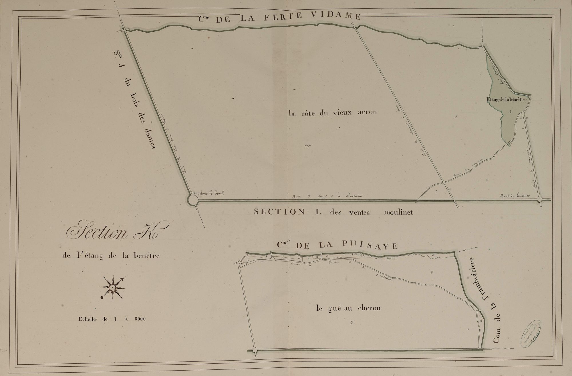 Section K, l'Etang et la Benêtre, en une feuille.