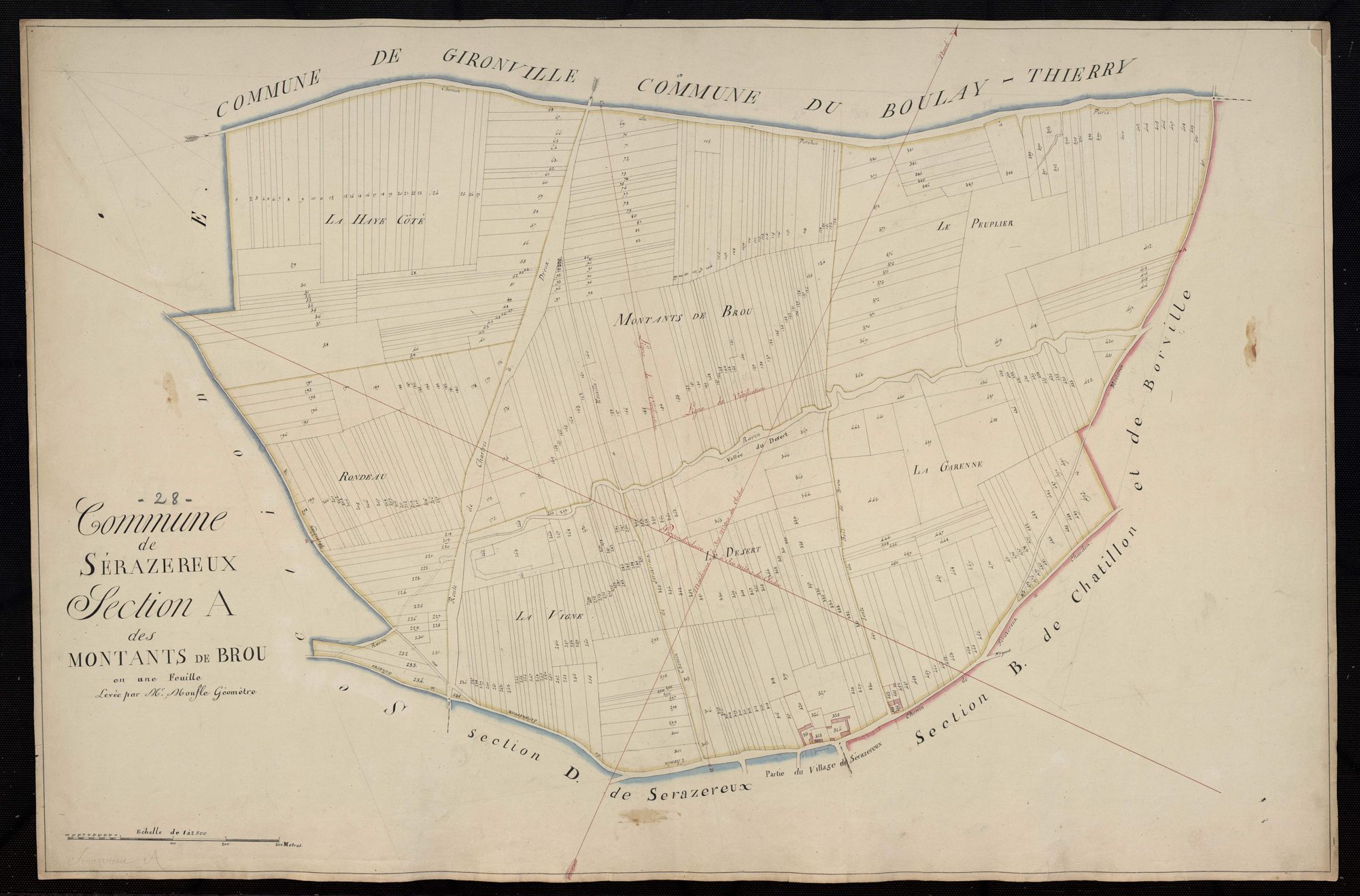 Section A, les Montants de Brou, en une feuille / Terminée par Monsieur Moufle, Géomètre.