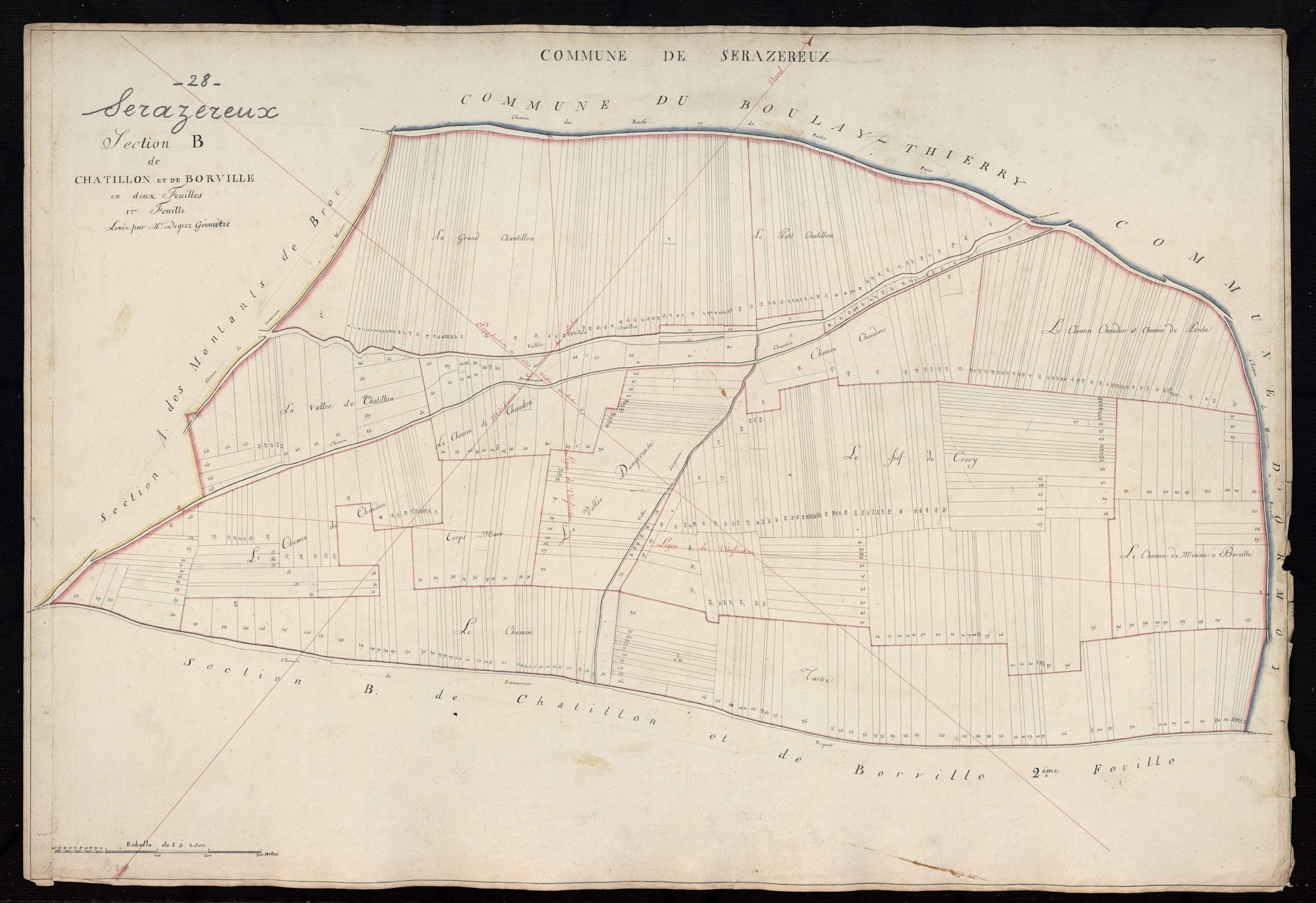 Section B, Châtillon et Borville, feuille 1.
