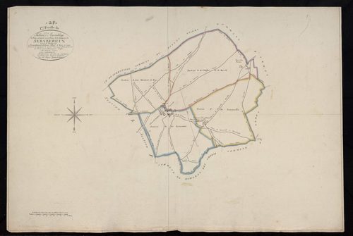Tableau d'assemblage du plan cadastral parcellaire de la commune de Serazereux, Canton de Châteauneuf, Arrondissement de Dreux, feuille 1 / Terminé sur le terrain en 1819 (...) par Monsieur Degrez, Géomètre du cadastre.