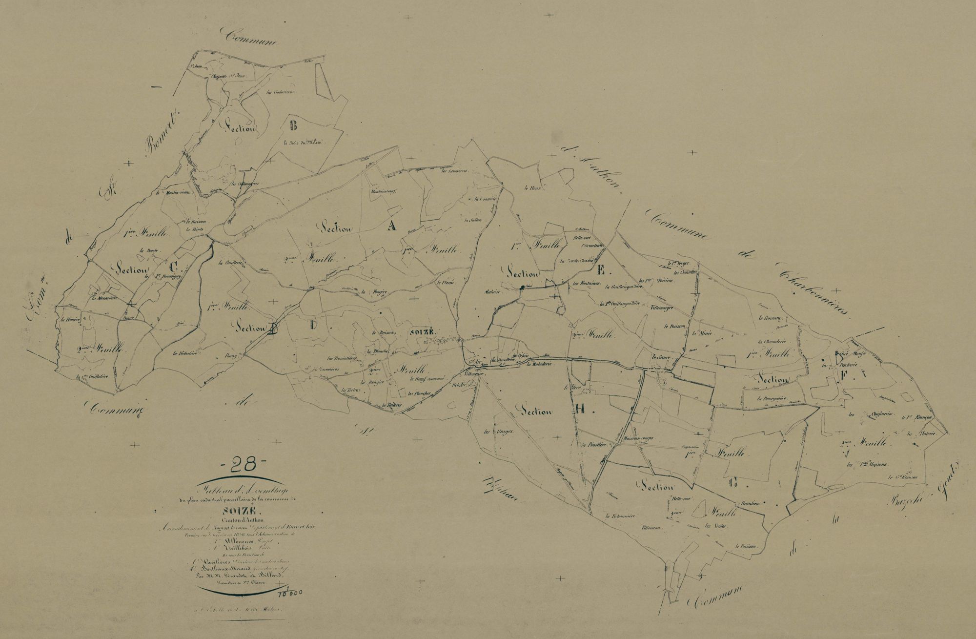 Tableau d'assemblage du plan parcellaire.