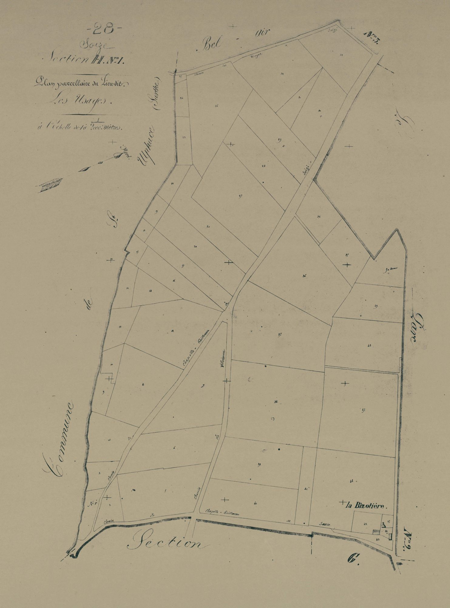 Section H, les Usages, feuille 1.