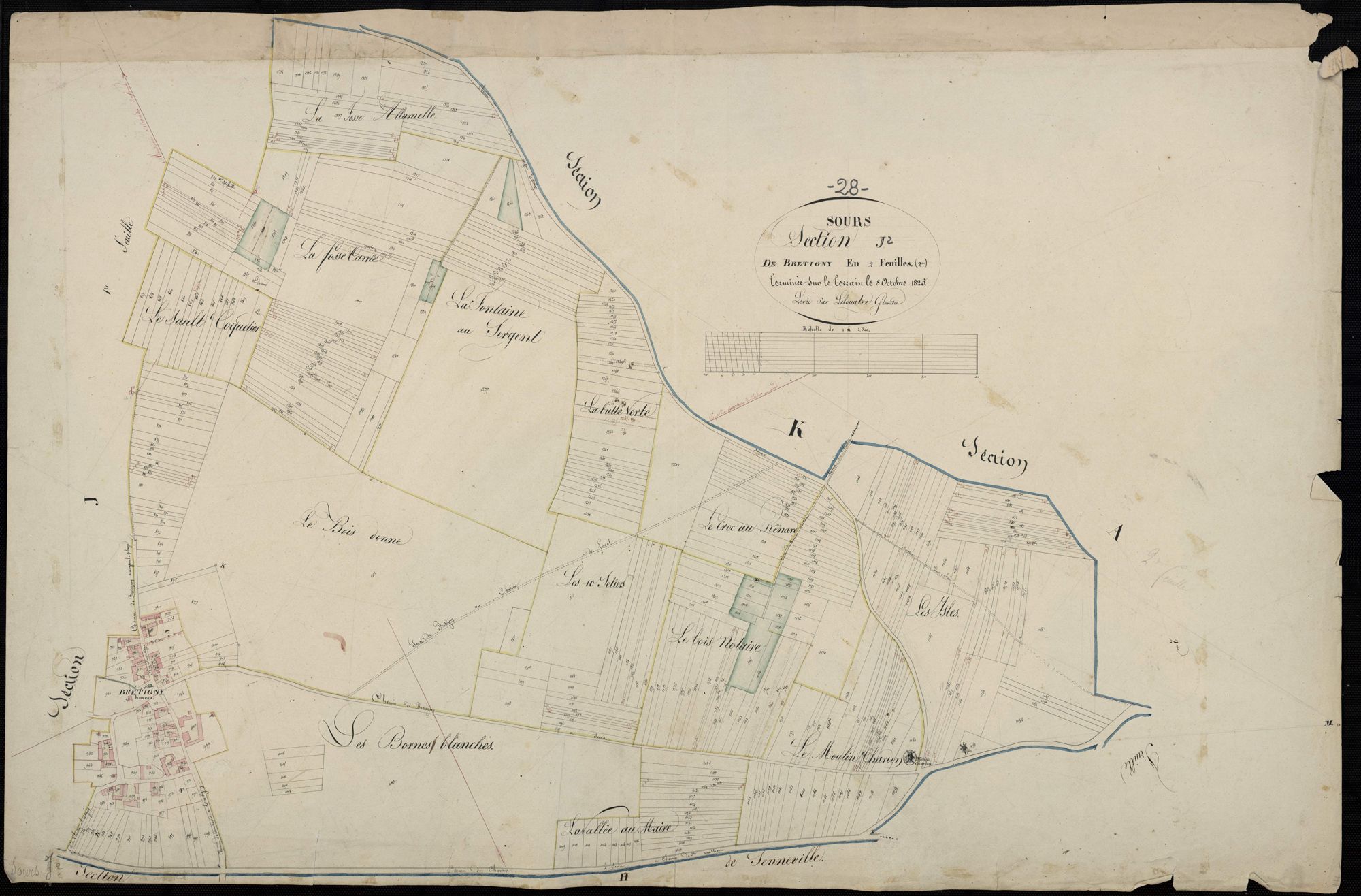 Section J, Brétigny, feuille 2 / Terminée sur le terrain par Monsieur Lelouatre, Géomètre.