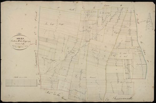 Section D, les Longs Réages, feuille 2 / Terminée sur le terrain par Monsieur Adam, élève géomètre.
