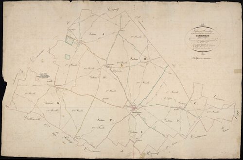 Tableau d'assemblage du plan cadastral parcellaire de la commune de Terminiers, Canton d'Orgères, Arrondissement de Châteaudun / Terminé sur le terrain en 1836 (...) par Monsieur Lelouatre, Géomètre de 1ère classe.
