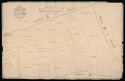 Section F, Terminiers, feuille 2 / Terminée sur le terrain par Monsieur Le Tellier, Géomètre secondaire.