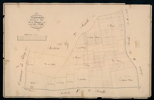 Section G, Gommiers-Sud, feuille 1 / Terminée sur le terrain par Monsieur Le Tellier, Géomètre secondaire.