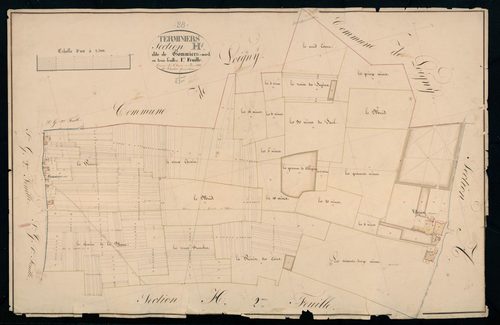 Section H, Gommiers-Nord, feuille 1 / Terminée sur le terrain par Monsieur Le Tellier, Géomètre secondaire.