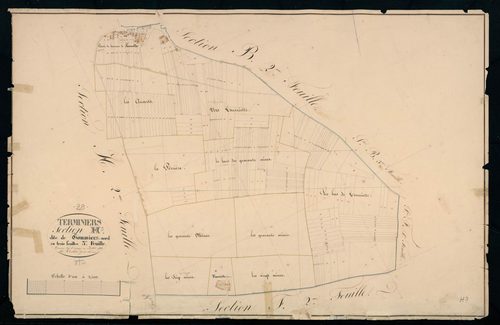 Section H, Gommiers-Nord, feuille 3 / Terminée sur le terrain par Monsieur Le Tellier, Géomètre secondaire.