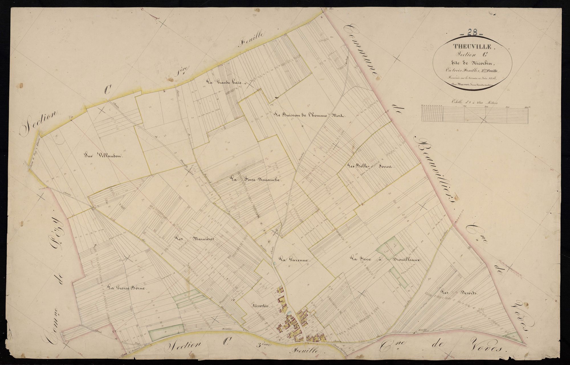 Section C, Nicorbin, feuille 2 / Terminée sur le terrain par Monsieur Masson, Géomètre secondaire.