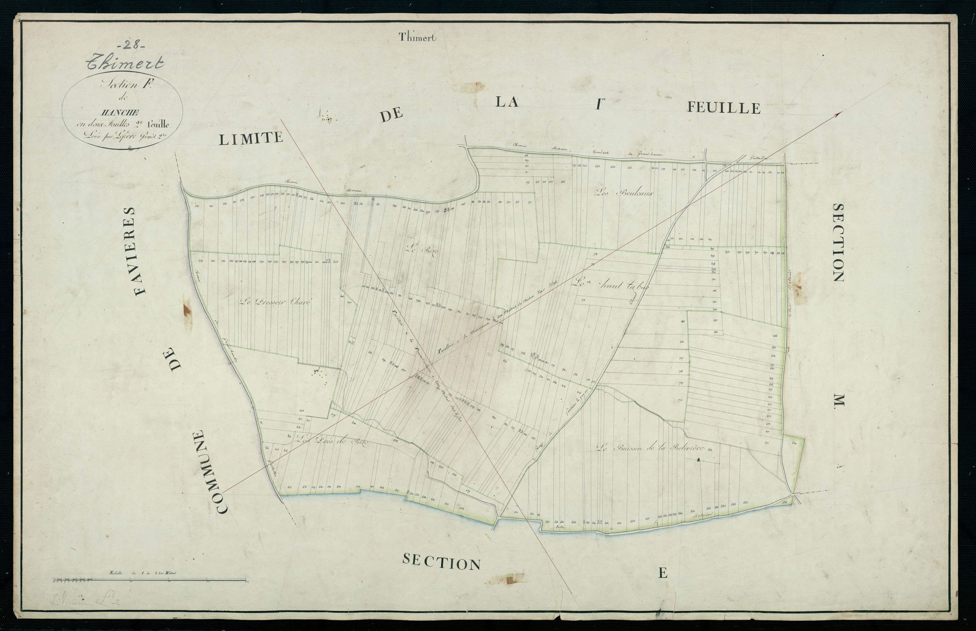 Section F, Hanches, feuille 2 / Terminée sur le terrain par Monsieur Lefevre, Géomètre secondaire.