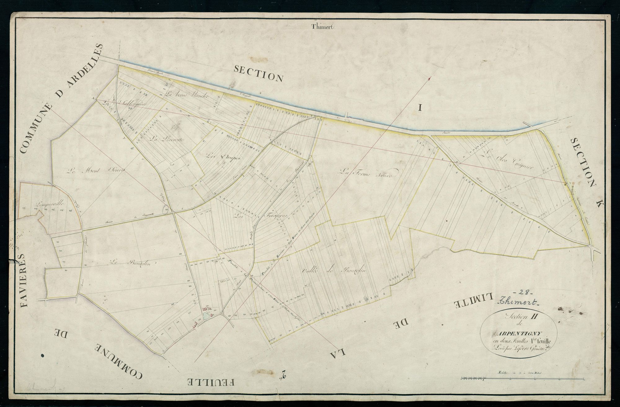 Section H, Arpentigny, feuille 1 / Terminée sur le terrain par Monsieur Lefevre, Géomètre secondaire.