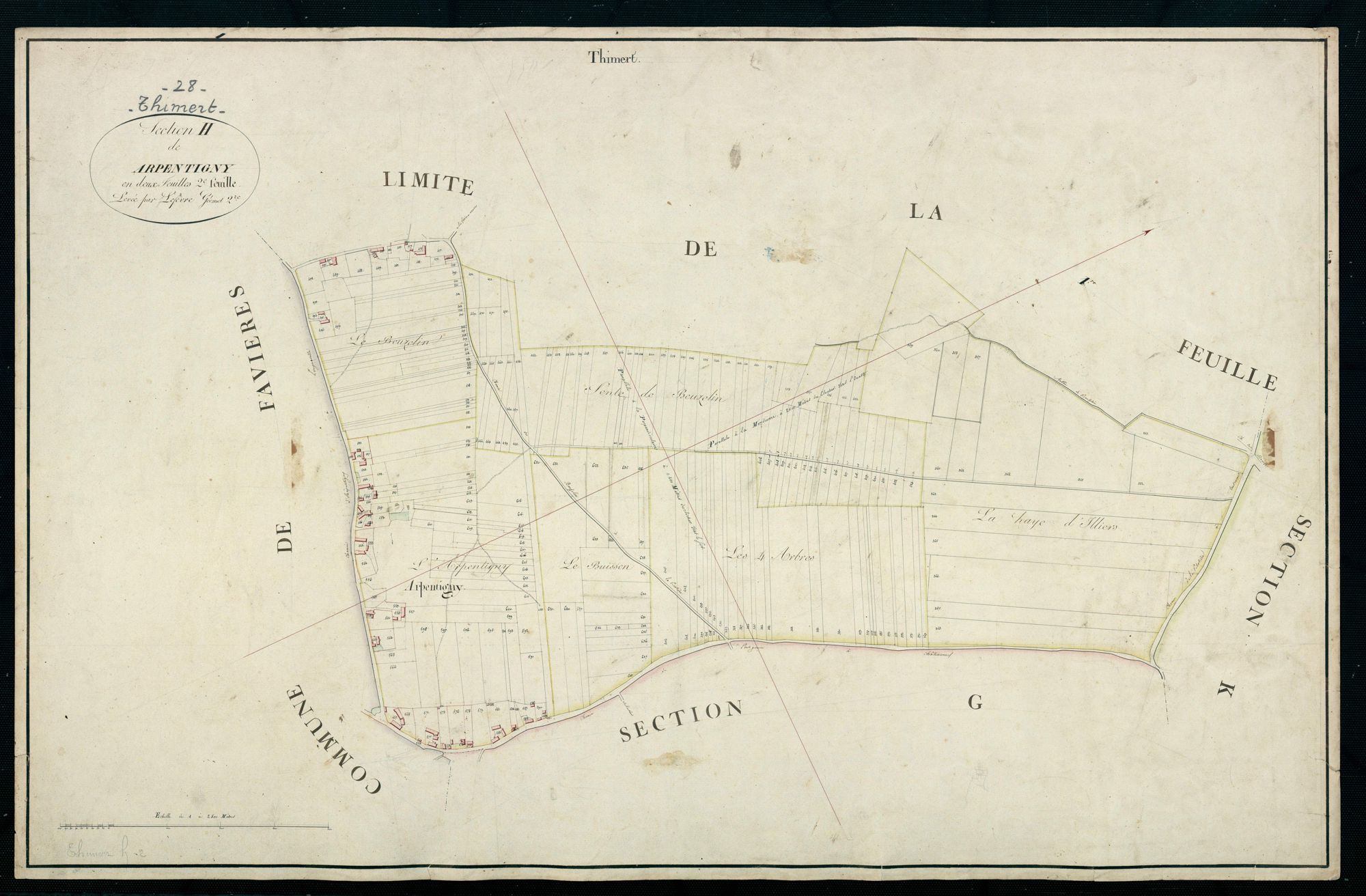 Section H, Arpentigny, feuille 2 / Terminée sur le terrain par Monsieur Lefevre, Géomètre secondaire.