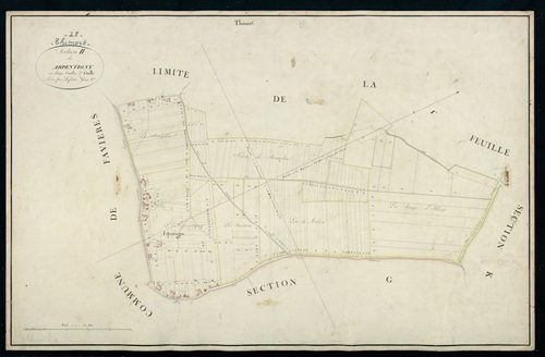 Section H, Arpentigny, feuille 2 / Terminée sur le terrain par Monsieur Lefevre, Géomètre secondaire.