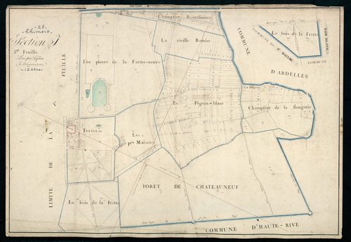 Section I, Tresneau, feuille 2 / Terminée sur le terrain par Monsieur Lefevre, Géomètre secondaire.