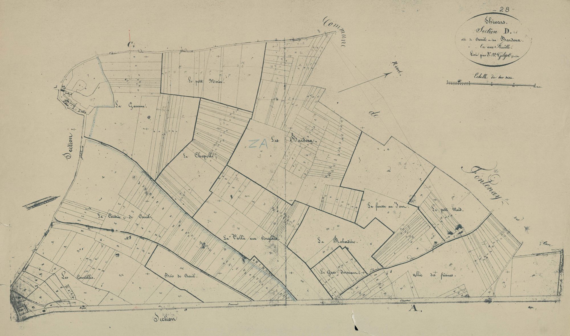 Section D, Creuil et les Bardoux, en une feuille.