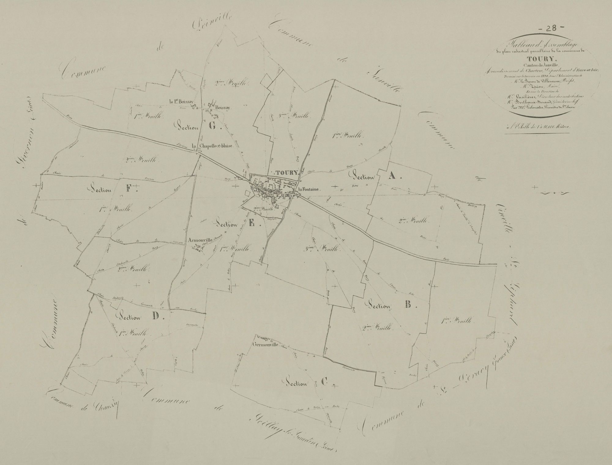 Tableau d'assemblage du plan parcellaire.